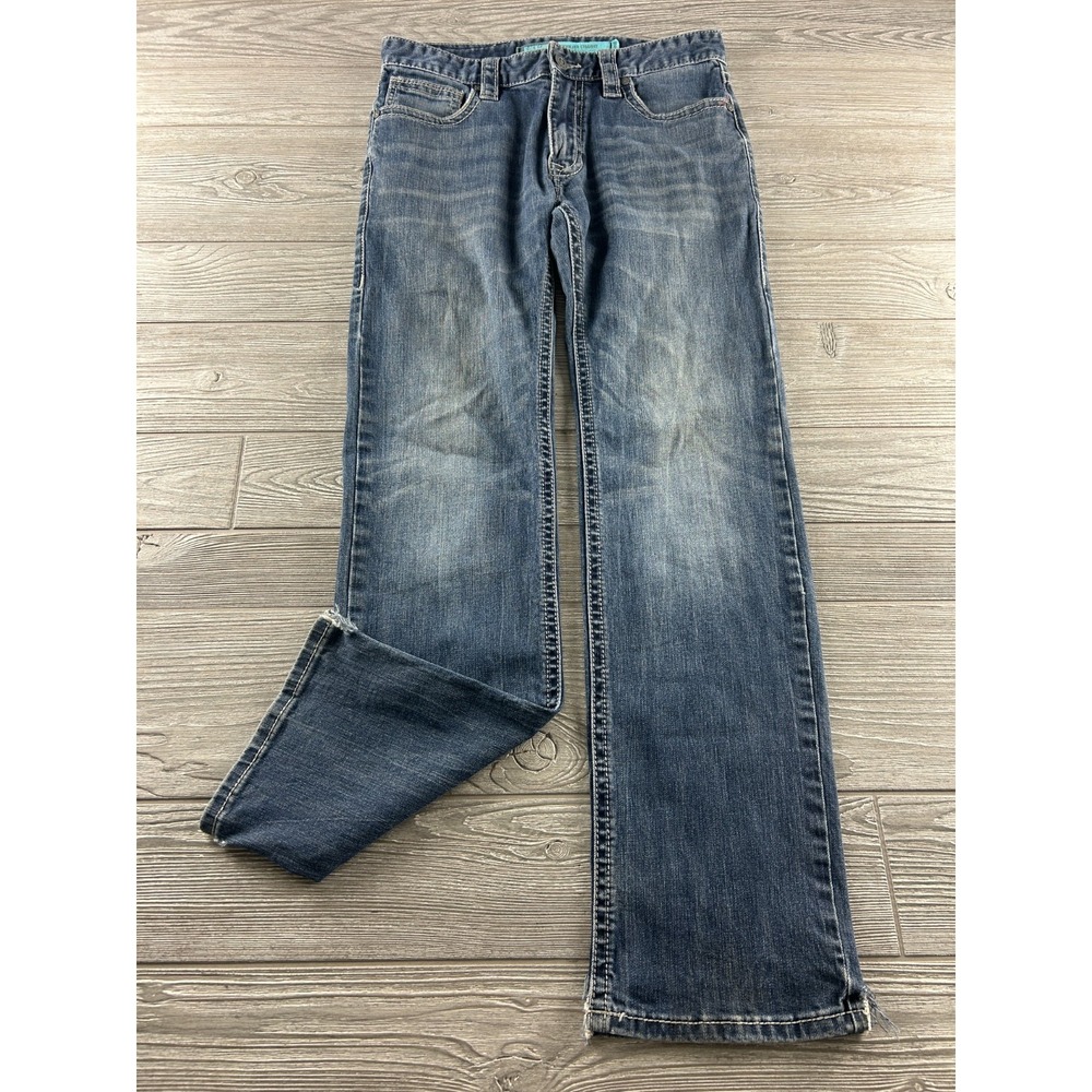 Rock & Roll Denim Mens 30x32 Blue Revolver Slim Straight Western Cowboy Jeans